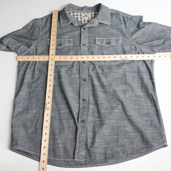 Woolrich Atlas Short Sleeve Button Front Shirt Mens XL Charcoal Cotton Pockets - Picture 4 of 12